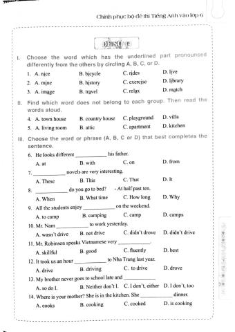 English 6 - Đề số 14