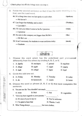 English 6 - Đề số 15