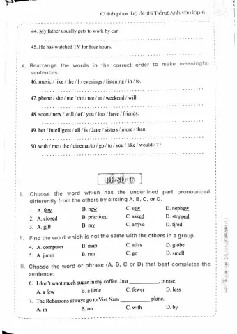 English 6 - Đề số 16