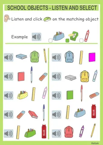 School objects - Listen and select