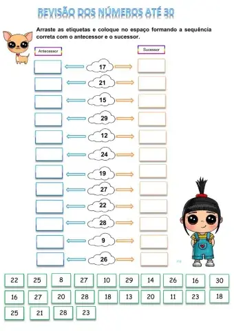 Revisão dos números até 30