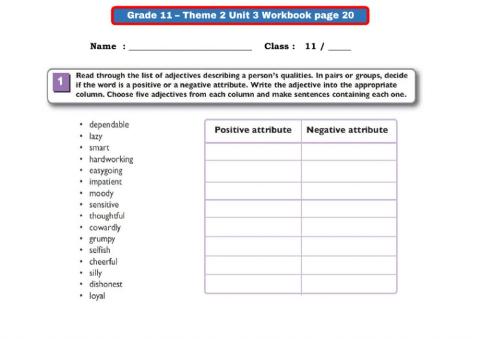 Grade 11 - Theme 2 Unit 3