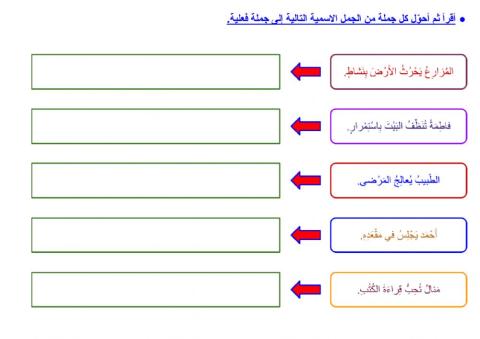 تحويل الجملة الاسمية إلى جملة فعلية