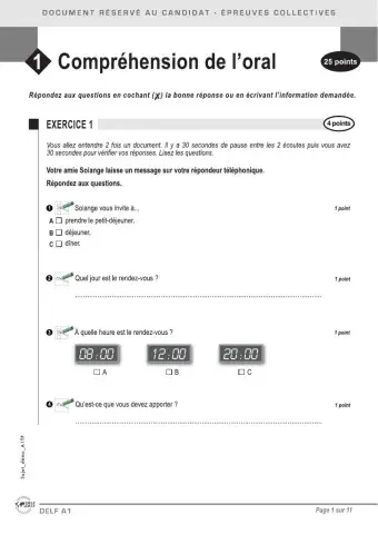 DELF A1 Compréhension orale