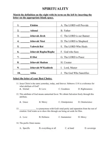 God's Names, attributes, and Jesus Christ