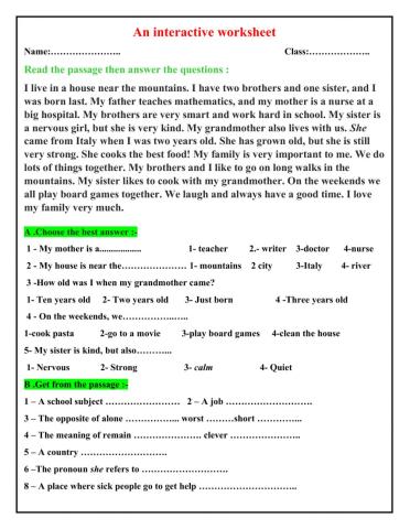 Worksheet-grade 8