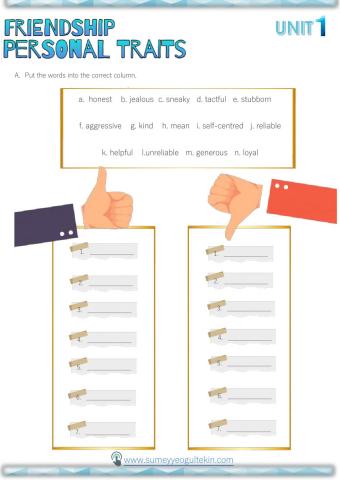 8.1 Friendship - Personal Traits