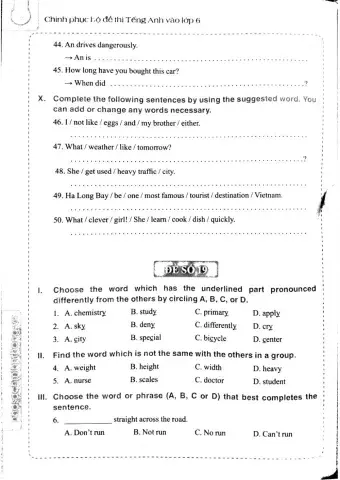 English 6 - Đề số 19