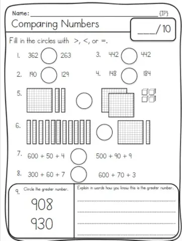 Comparing Numbers - Assignment