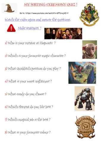 My sorting ceremony quiz