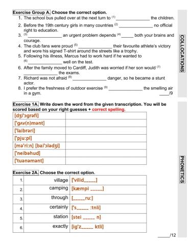 Group a: collocations and phonetics