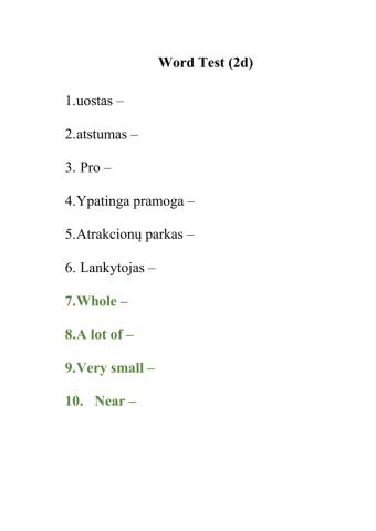 Word Test 2d (On Screen 1)