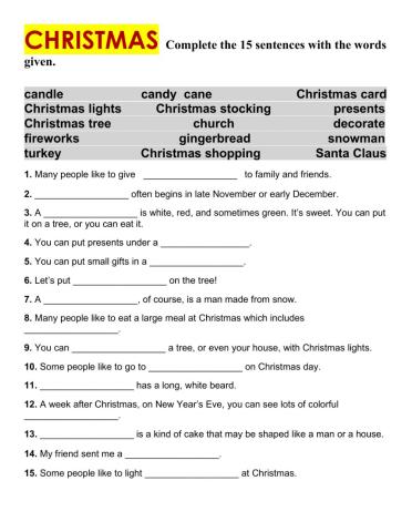 Christmas word bank