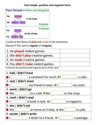 Simple past.Positive and negative.EP1. (pg.71).
