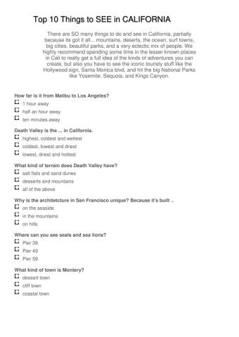 Top 10 things to see in California