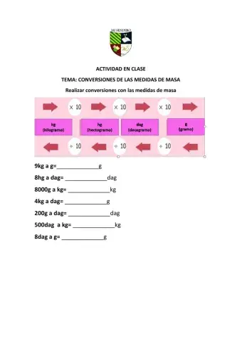 Actividad conversiones de medias de masa