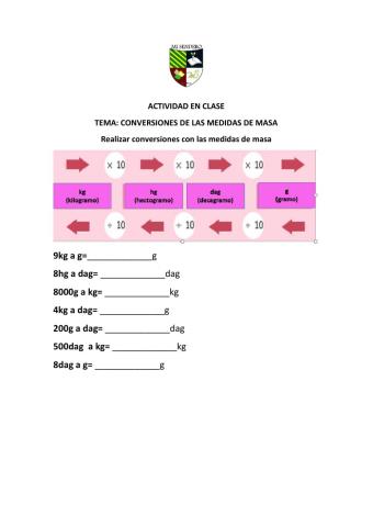 Actividad conversiones de medias de masa