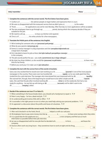 Matura Repetytorium U4 Vocab Test