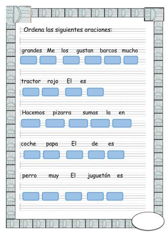 Ordena palabras de una oración