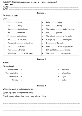 Magic book 1 - Unit 1 -Llesson 1 - Exercises