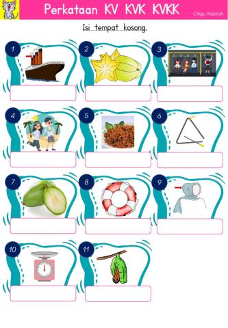 Perkataan kv kvk kvkk - tulis perkataan