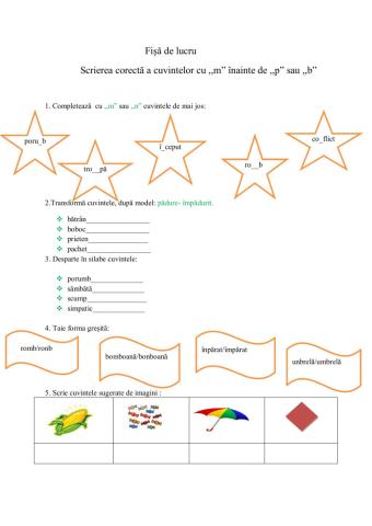 Scrierea corectă a cuvintelor cu „m” înainte de „p” sau „b”