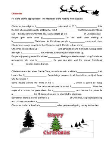 Christmas - gap fill