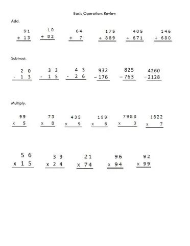 Basic Operations Review
