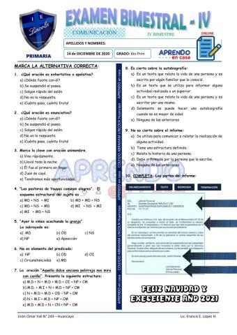 Exam. IV Bim - 6to de Primaria - COM