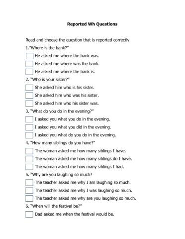 Reported Wh- Questions