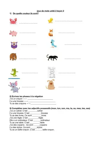 Jeux de mots unité 2 leçon 2
