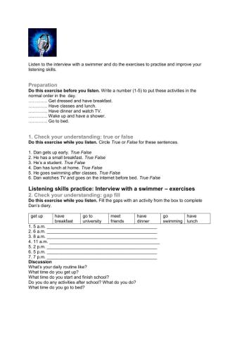 Simple present-daily routine listening