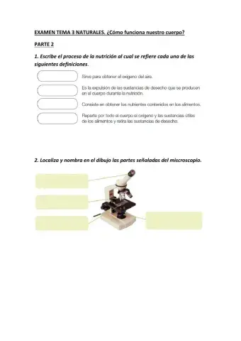 Examen tema 3 Naturales. Parte 2