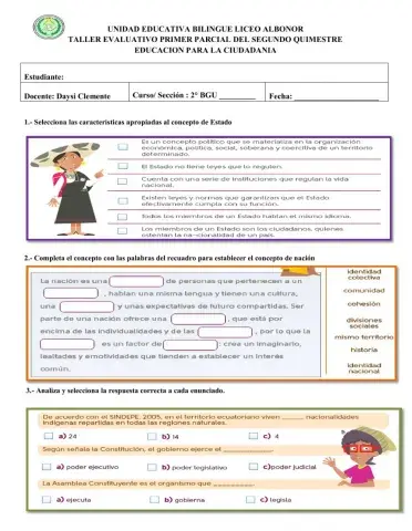 Taller evaluativo ciudadanía