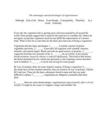 The advantages and disadvantages of vegetarianism