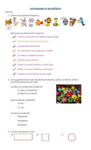 Cuestionario Matemáticas