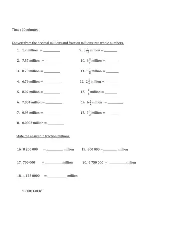 Numbers up to Seven Digit