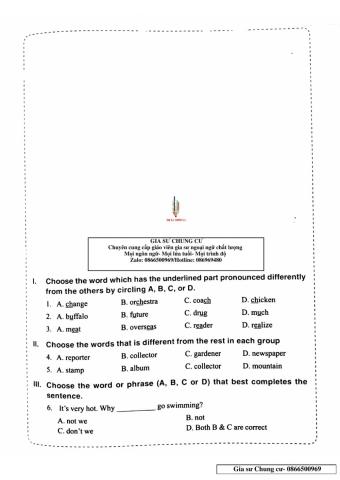 English 6 - Đề số 24