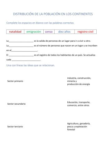 Distribución de la población en los continentes
