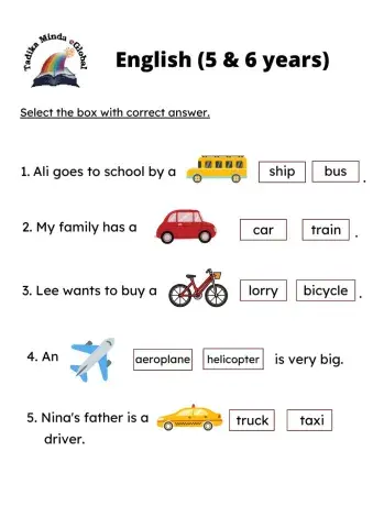 English 5 & 6 Years: Transportation 1