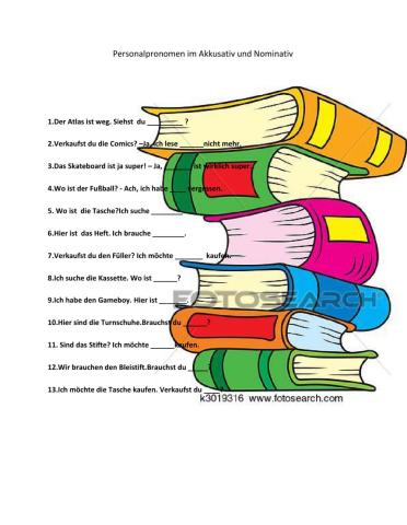 Personalpronomen im Akkusativ und Nominatiov im 3.P.Sg. und Pl.