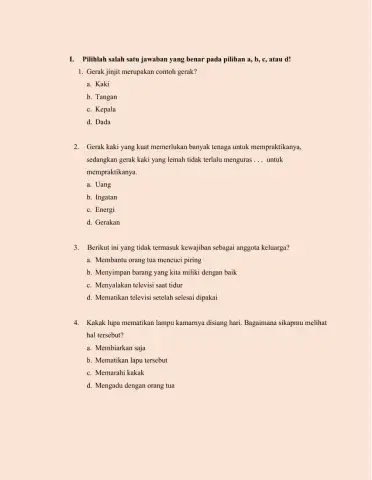 Evaluasi Pilihan Ganda Pembelajaran 4