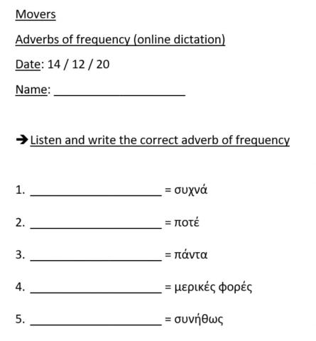 Adverbs of frequency