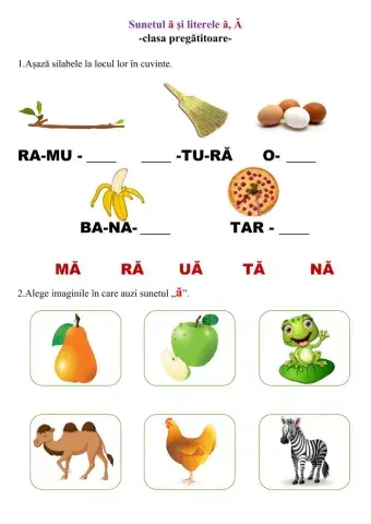 Sunetul ă și literele ă, Ă