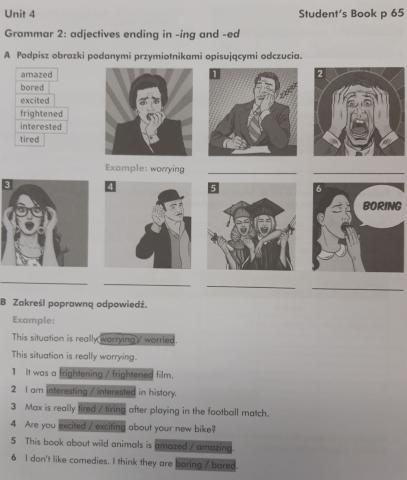 Adjectives:-ing, -ed