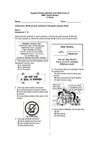 Test 2 English Form 1