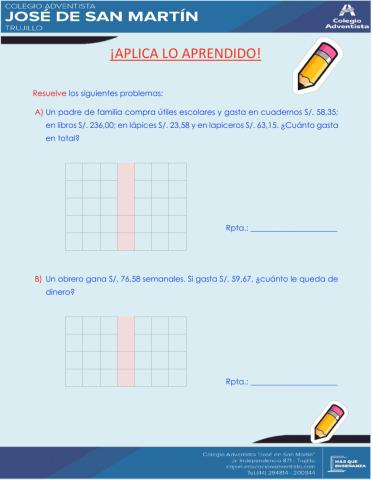 Problemas con números decimales