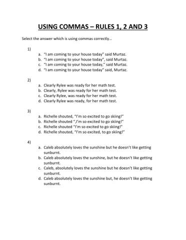 Commas Rules 1-3