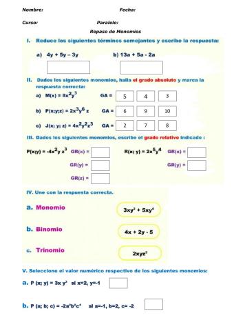 Repaso Monomios