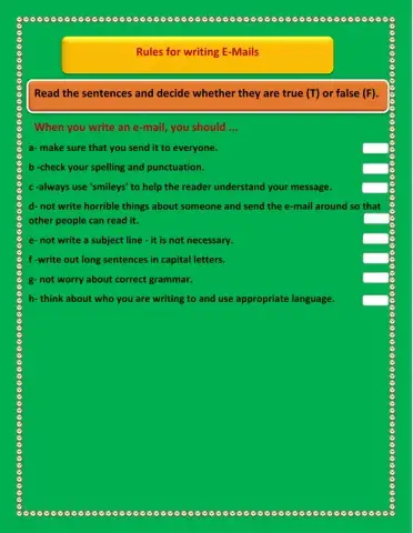 Rules for writing E-mails